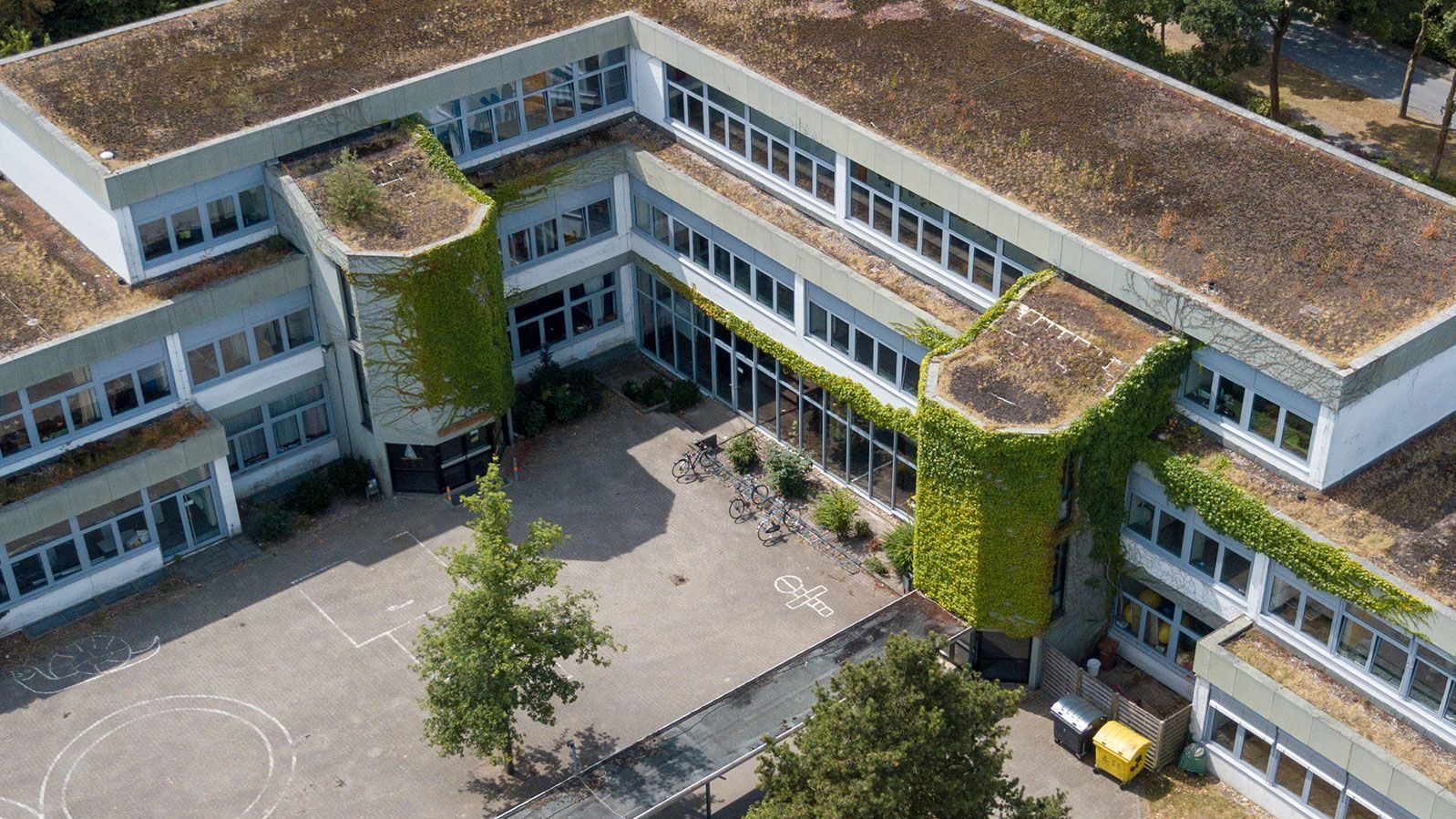 Luftbild des Gebäudes der Waldorfschule Lienen
